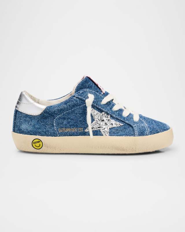 Girl's Superstar Denim Lace Up Sneakers, Size Baby/Toddlers